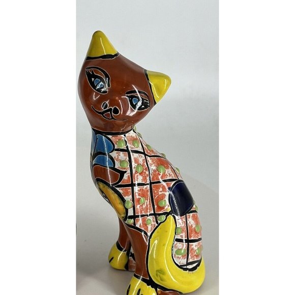 Mexican Painted Cat Red Clay  6.5 “ Tall - Picture 3 of 6